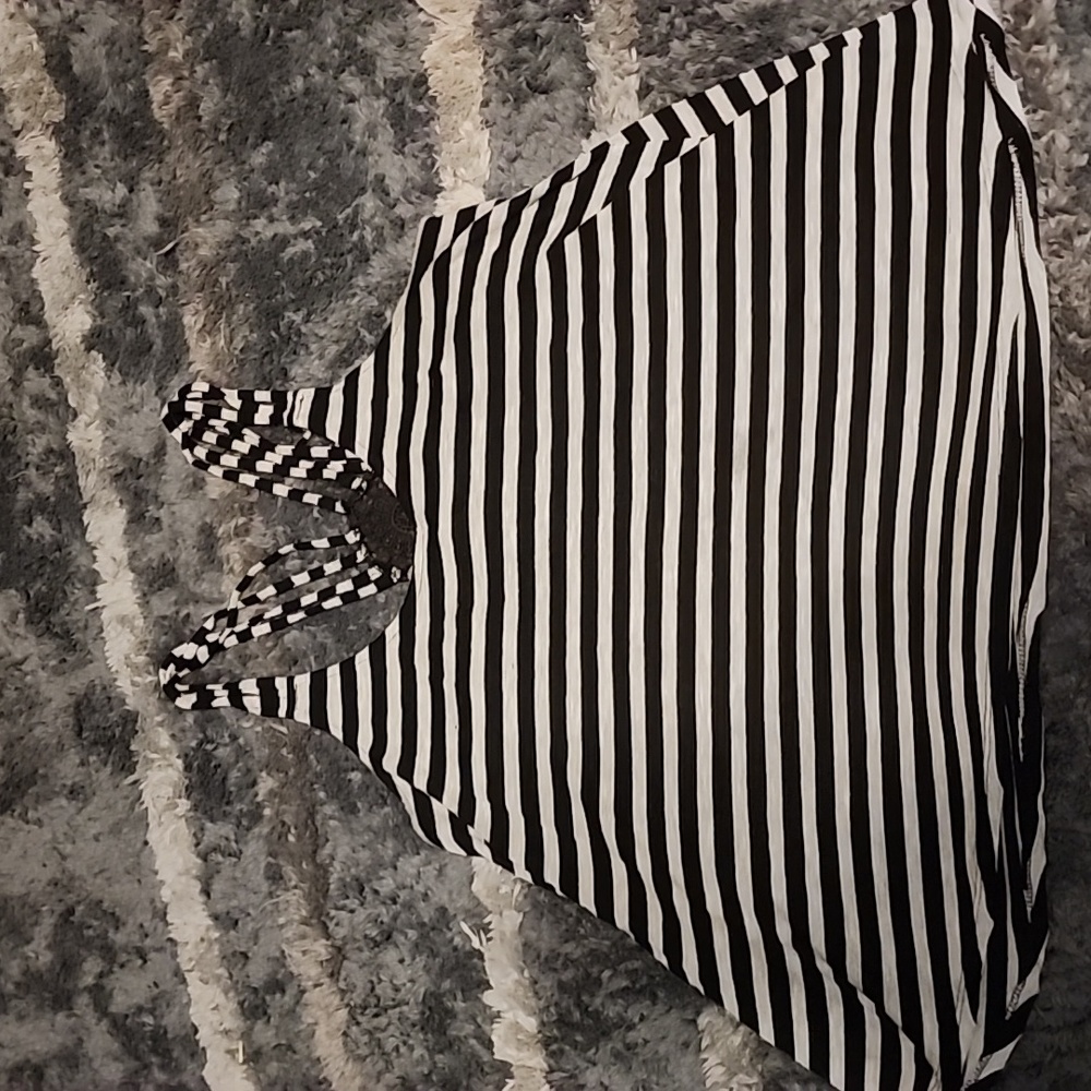 No Boundaries Grey/Black striped Tank Top Large
